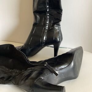 H&M Glossy Black Heeled Boots